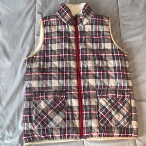 Pink Lily Red Plaid Reversible Sherpa Vest